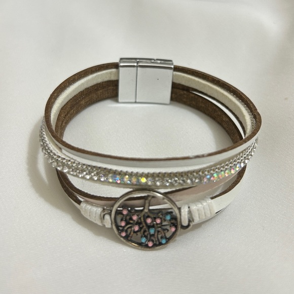 Vintage Tree Charm Stack Rope Multi Strands Silver Clip On Bracelet - Picture 2 of 9